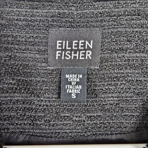 Eileen Fisher Open Front Tweed Jacket in Black - Size S - Picture 2 of 12